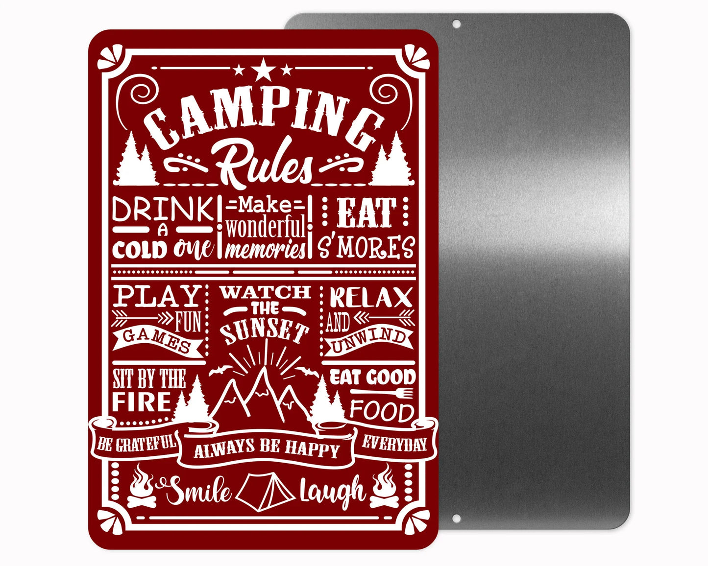 Camping Rules Sign 12x18