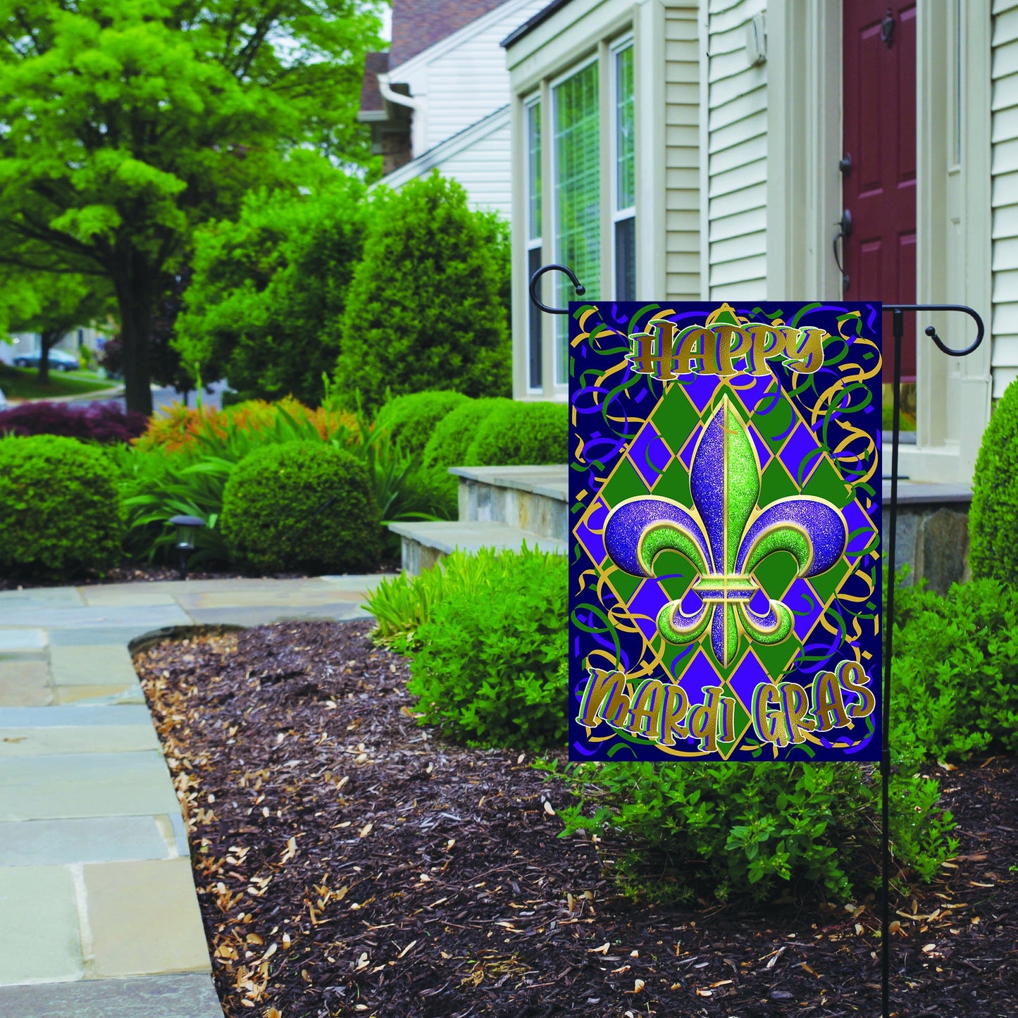 Mardi Gras Garden Flag
