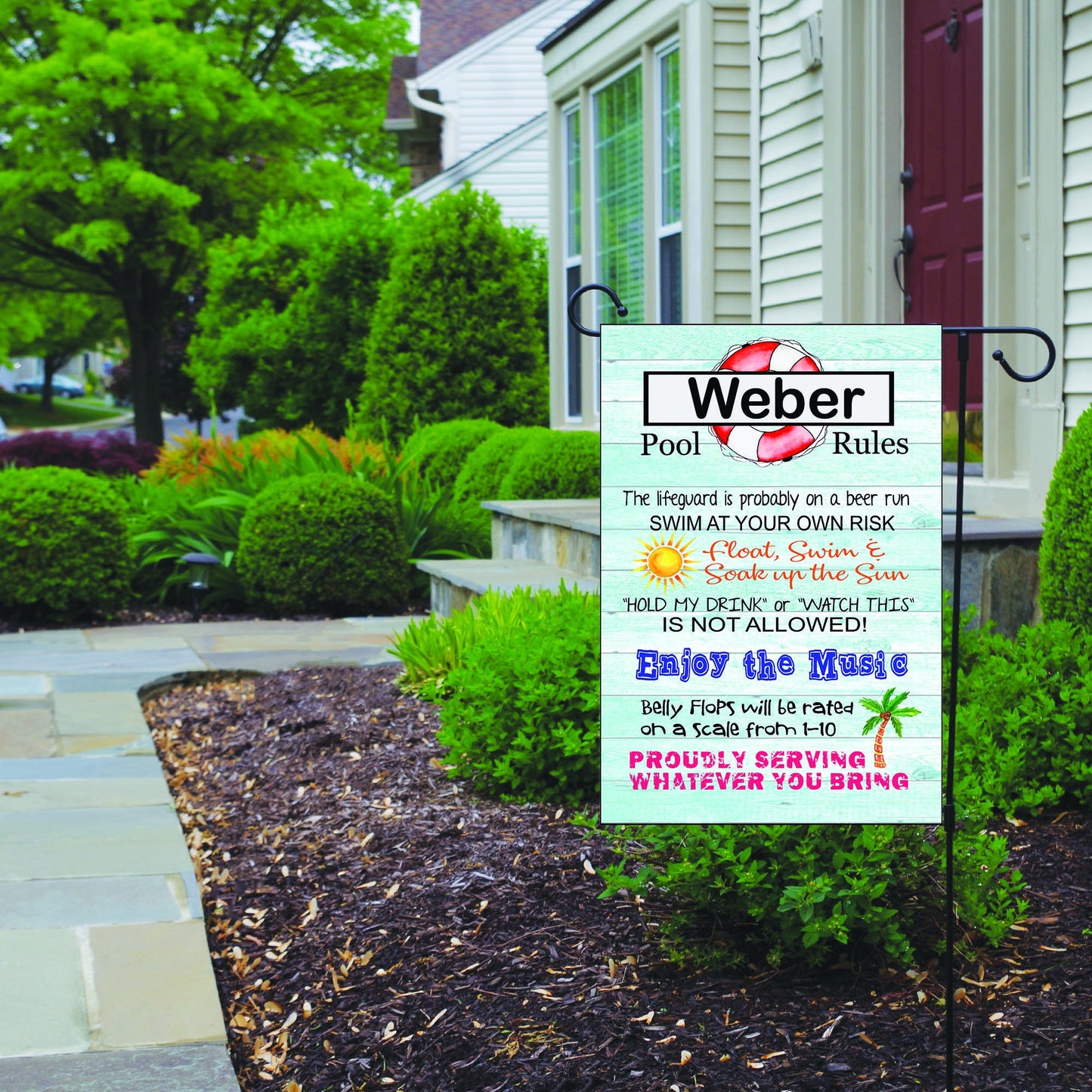 Pool Rules Garden Flag