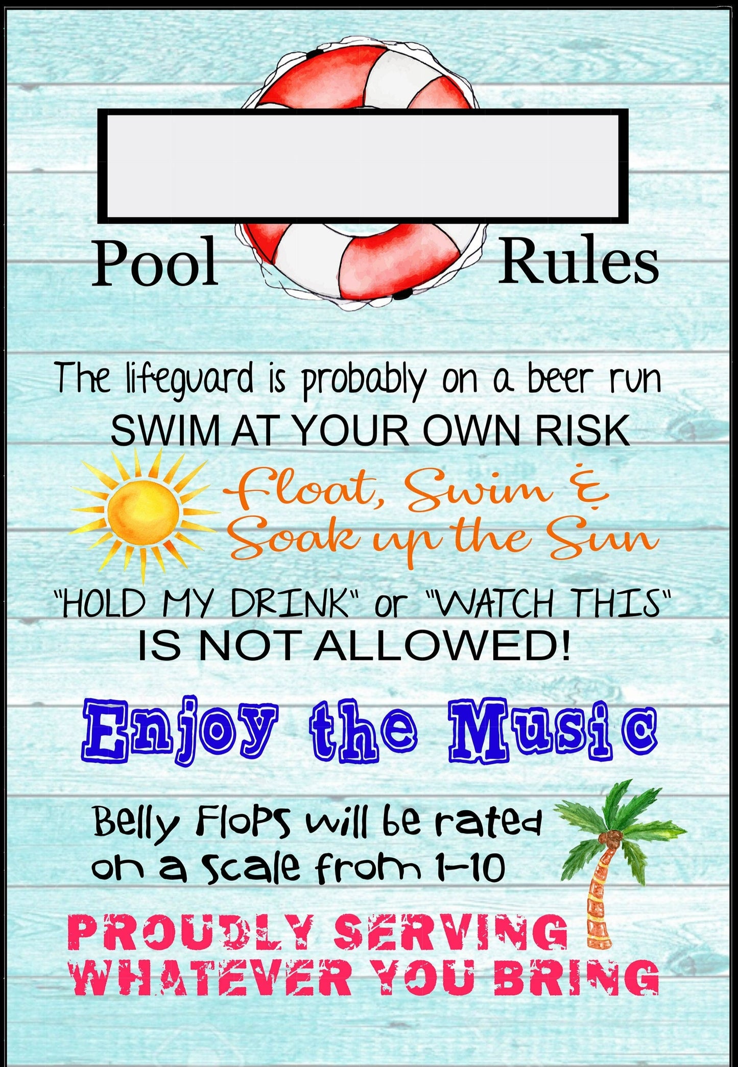 Pool Rules Garden Flag