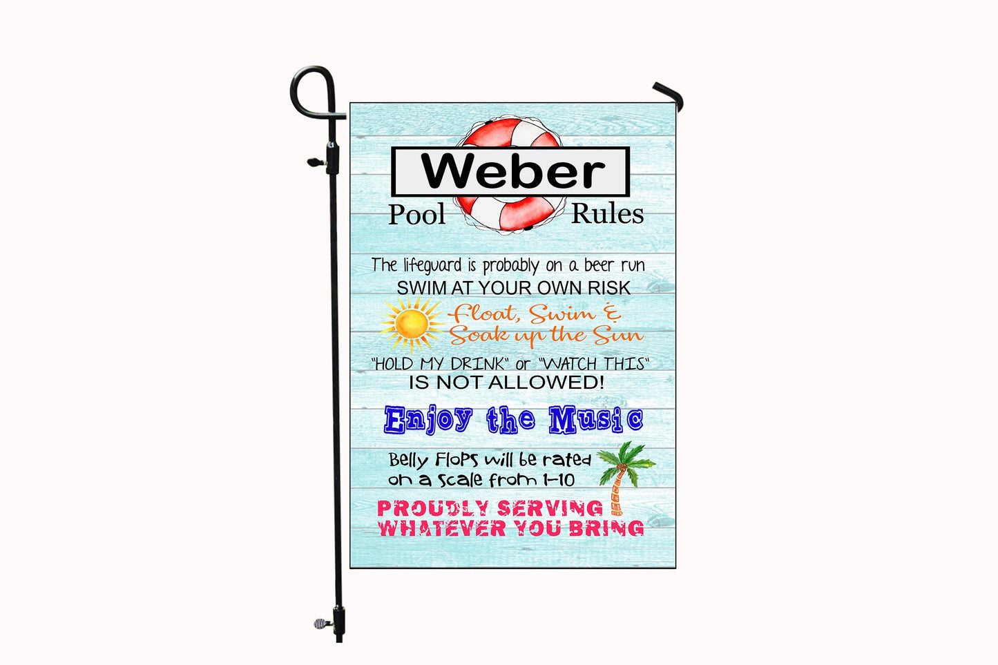 Pool Rules Garden Flag