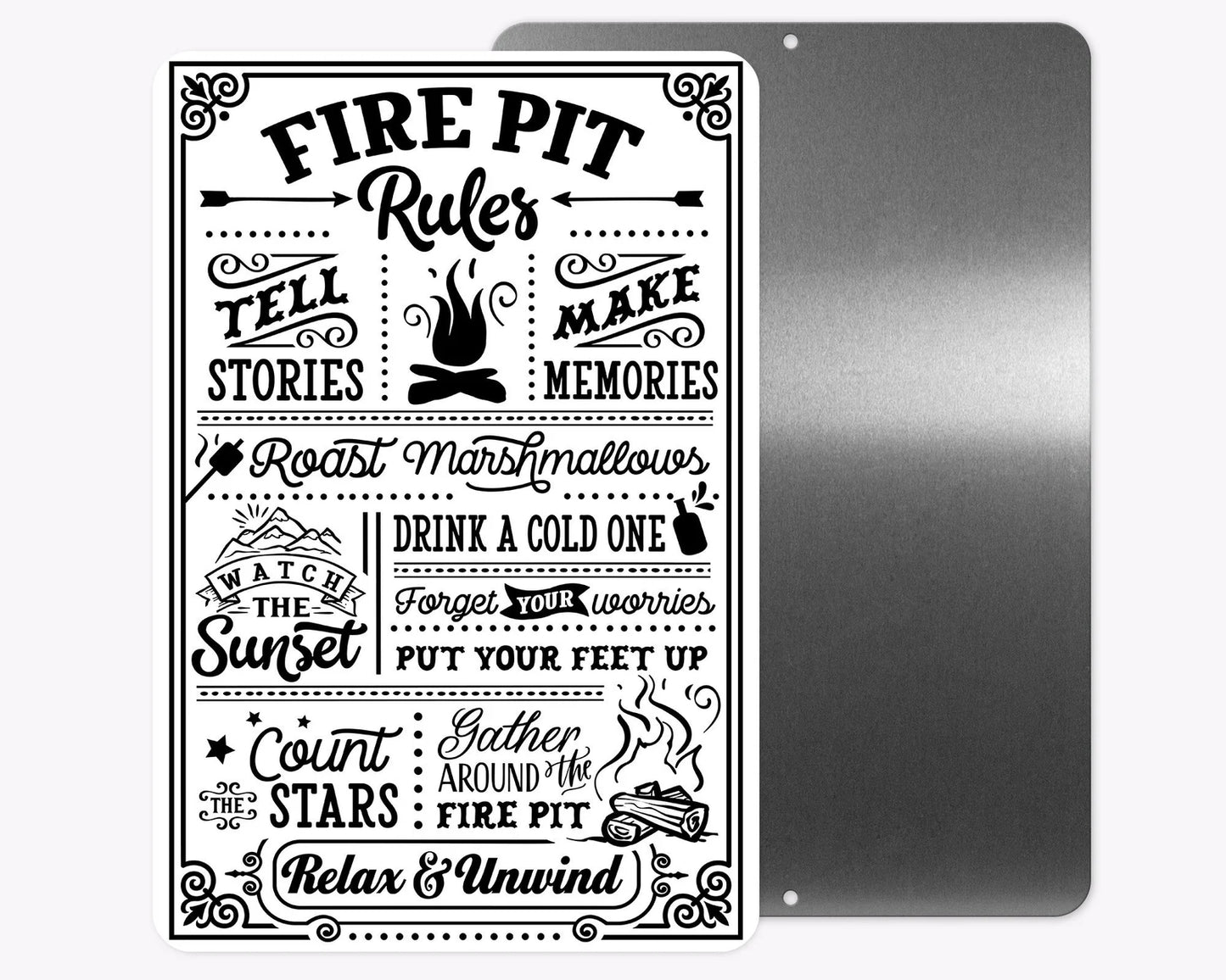 Fire Pit rule Sign 12x18