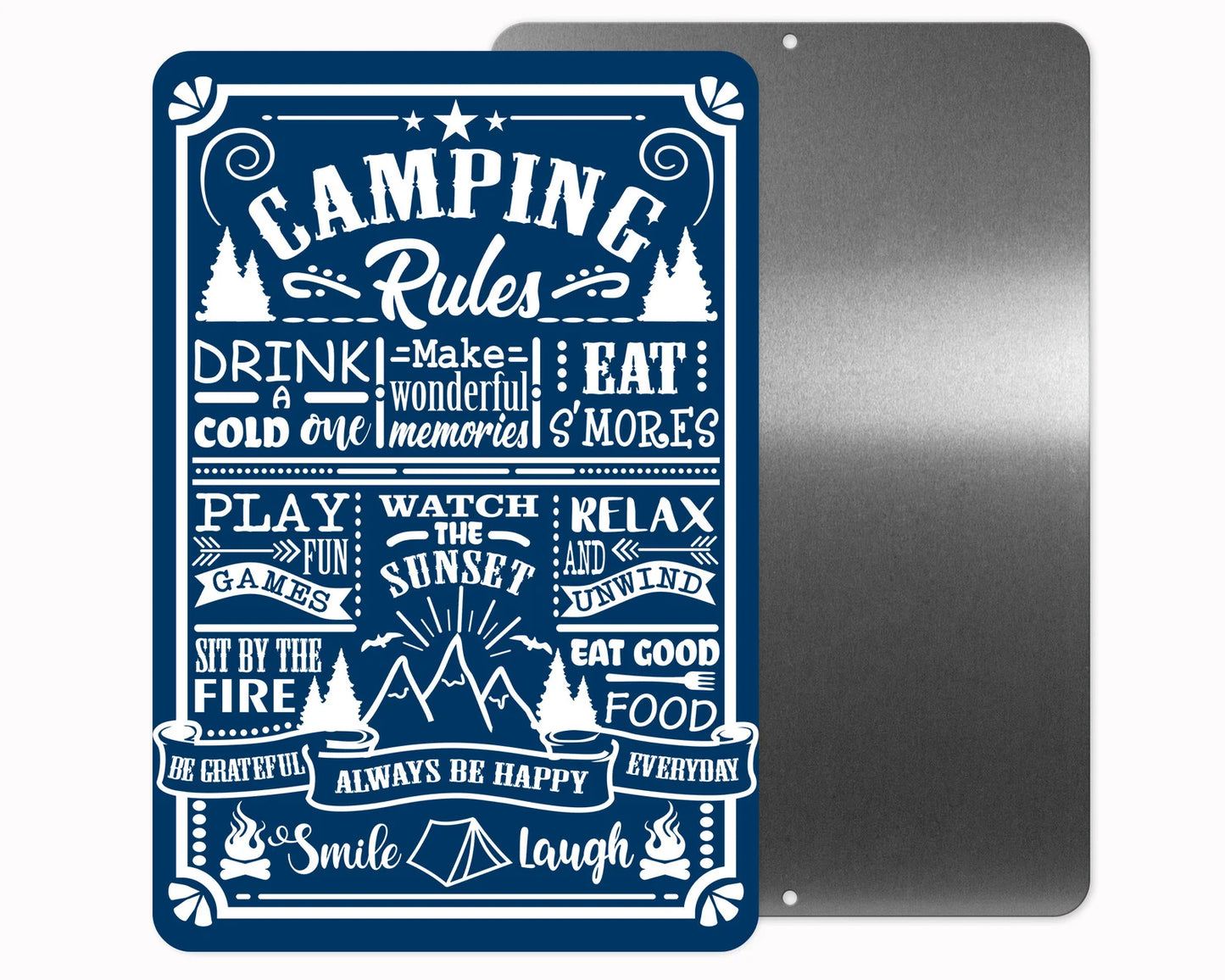Camping Rules Sign 12x18