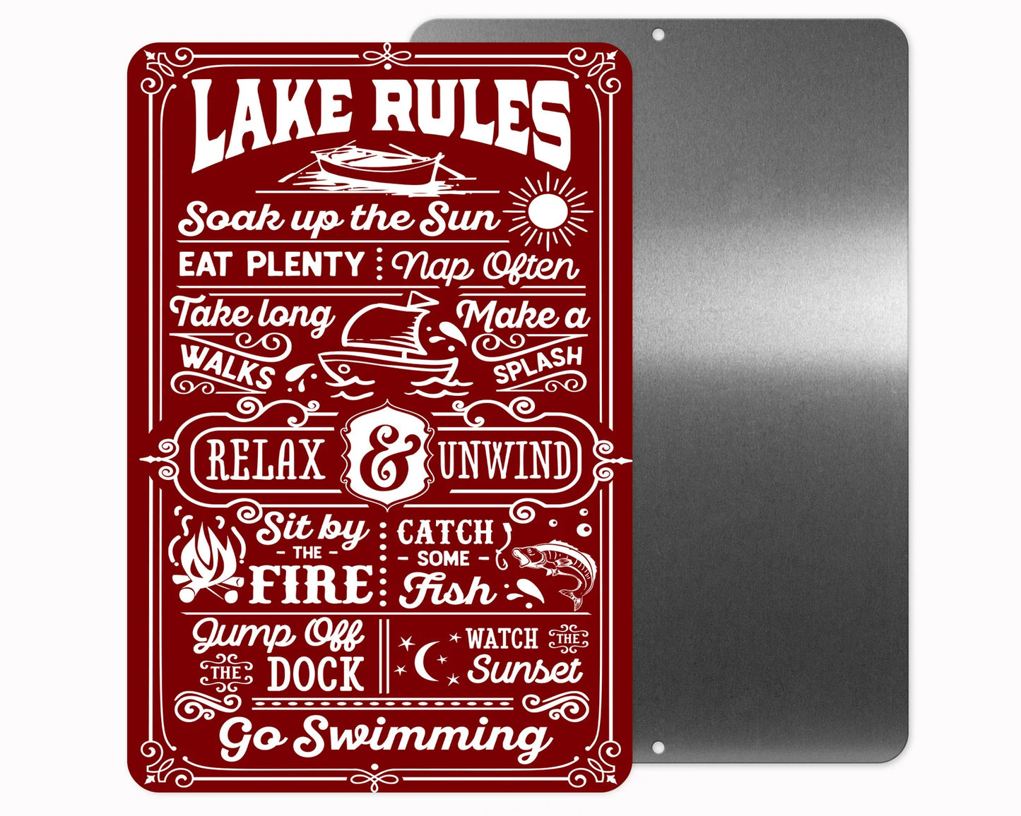 Lake Rules Sign 12x18