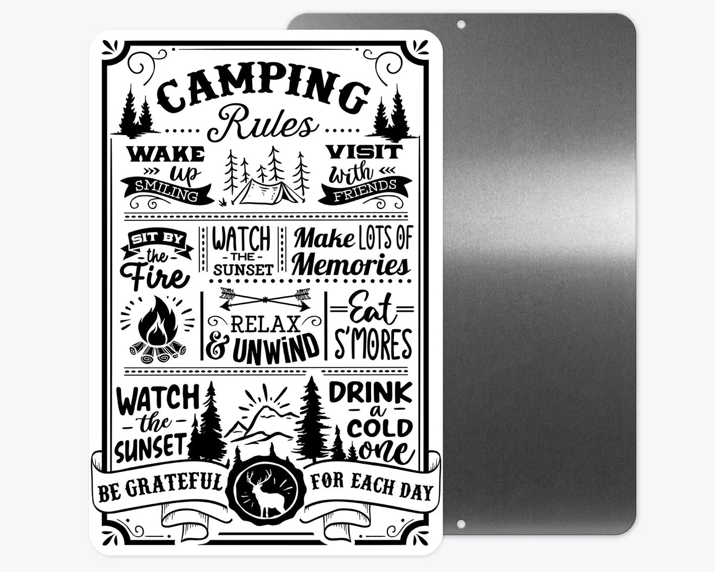Camping Rules Sign 12x18