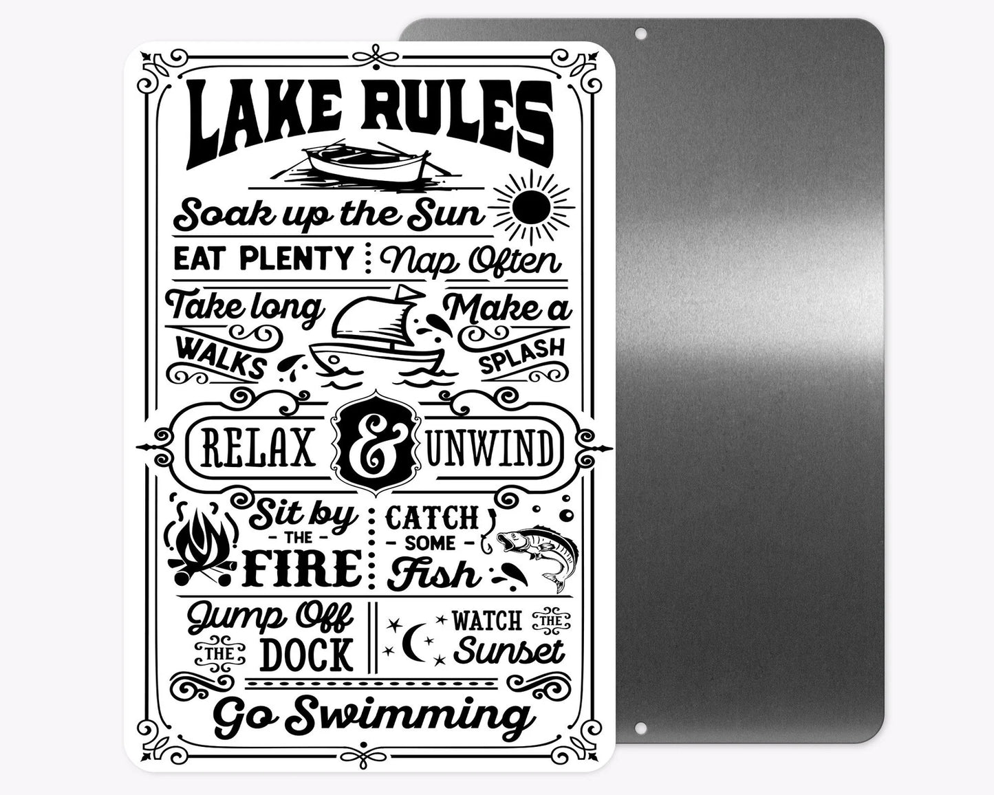 Lake Rules Sign 12x18